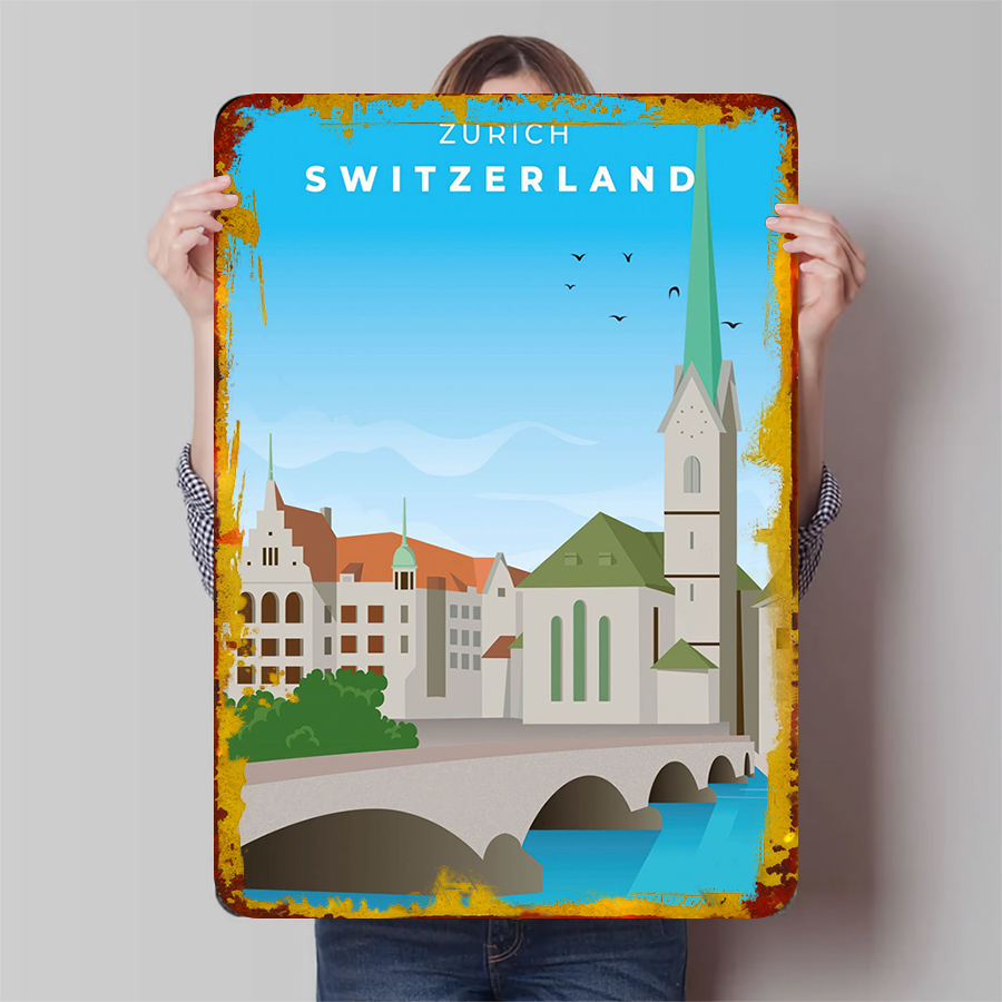 Home Decor Zurich - Zurich Switzerland Cityscape Metal Wall Art