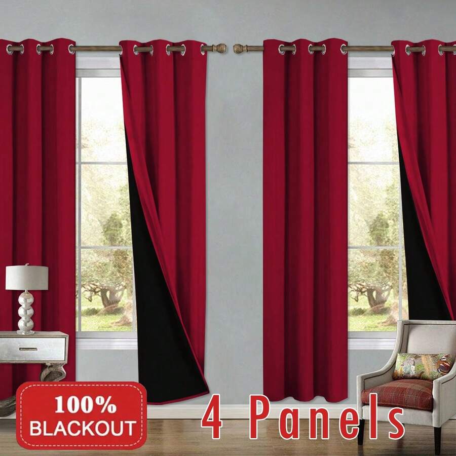 Blackout Curtains - 4 Panels 100% Blackout Curtains With