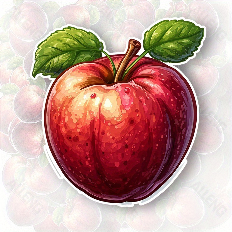 Home Decor Vector - ALLENG Red Apple Vector Art Sticker