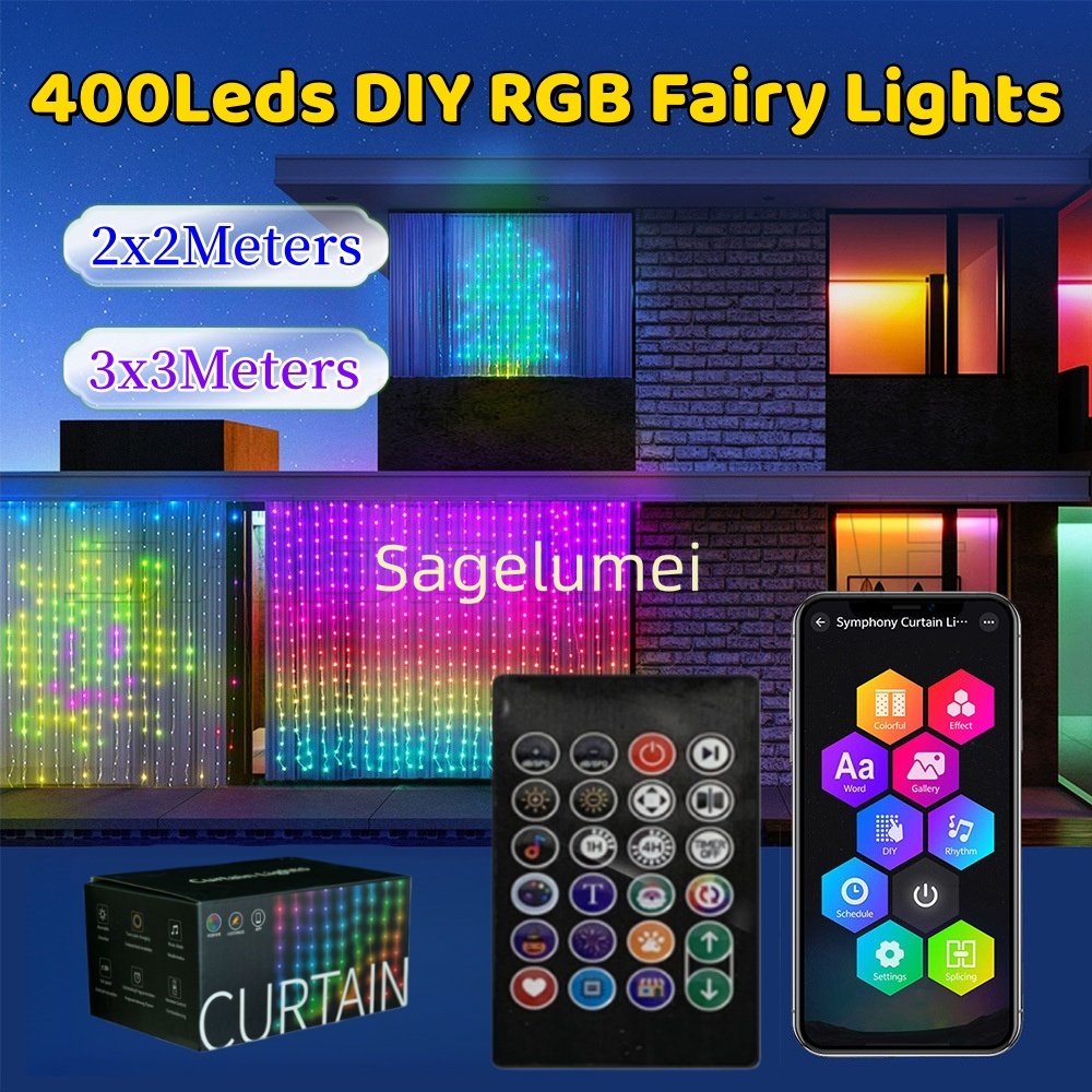 String Curtain Light - 400LED String Lights Smart Curtain RGBIC