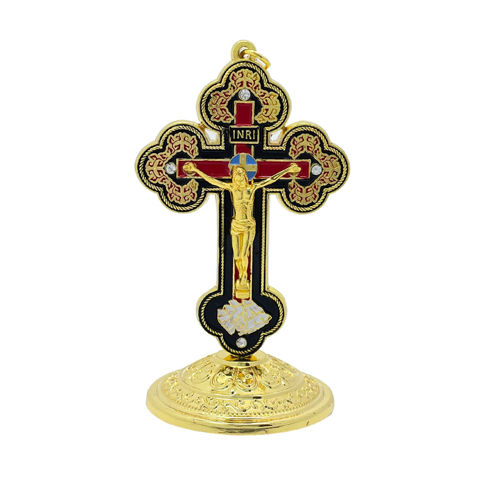 Home Decor Gift - New2026 Catholic Standing Crucifix Gold Enamel