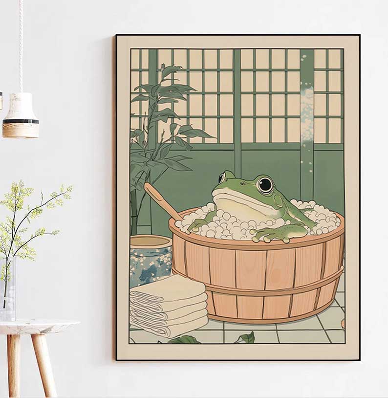 Home Decor Vietnam - Japanese Frog in A Bathtub Print