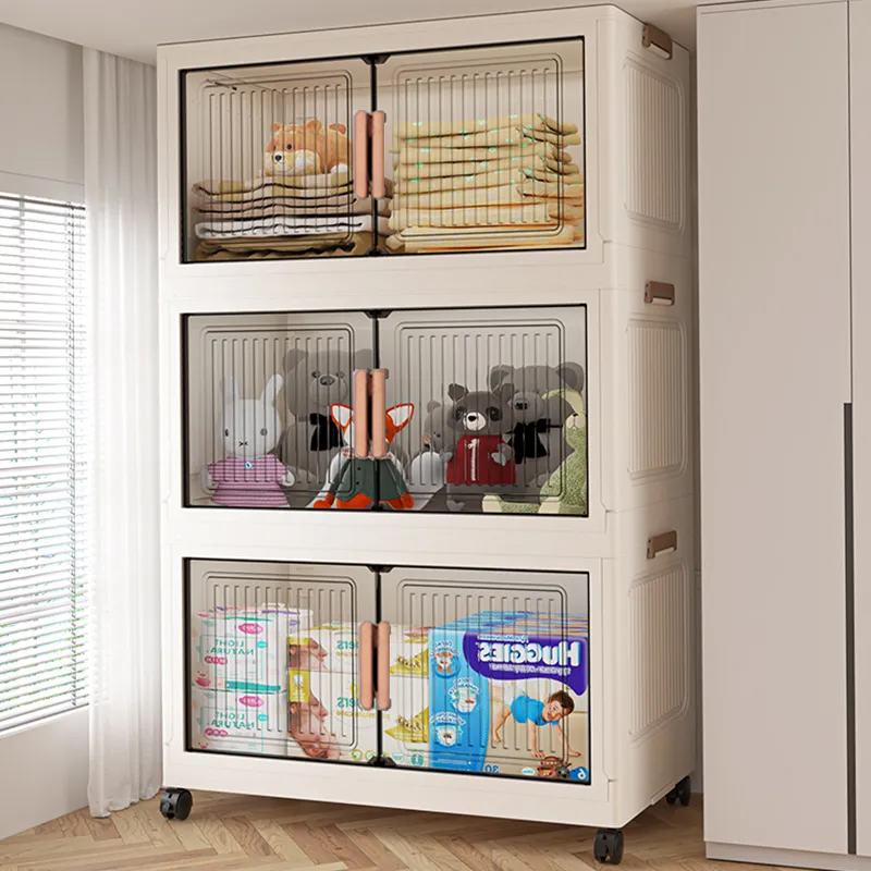 Home Decor Organizer - Foldable Dustproof Storage Cabinet Wardrobe Sundries