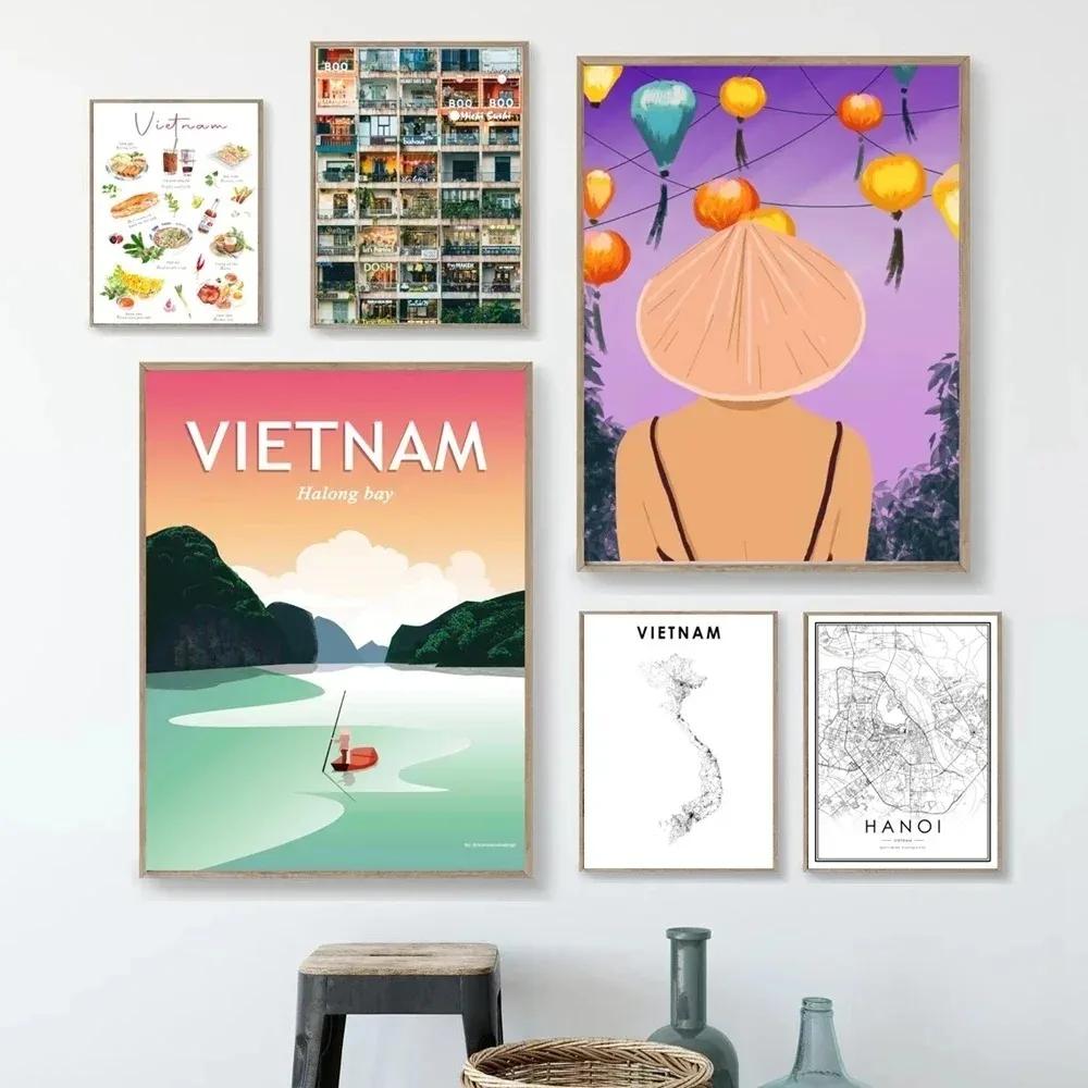 Home Decor Vietnam - Vintage Halong Bay Vietnam Canvas Travel