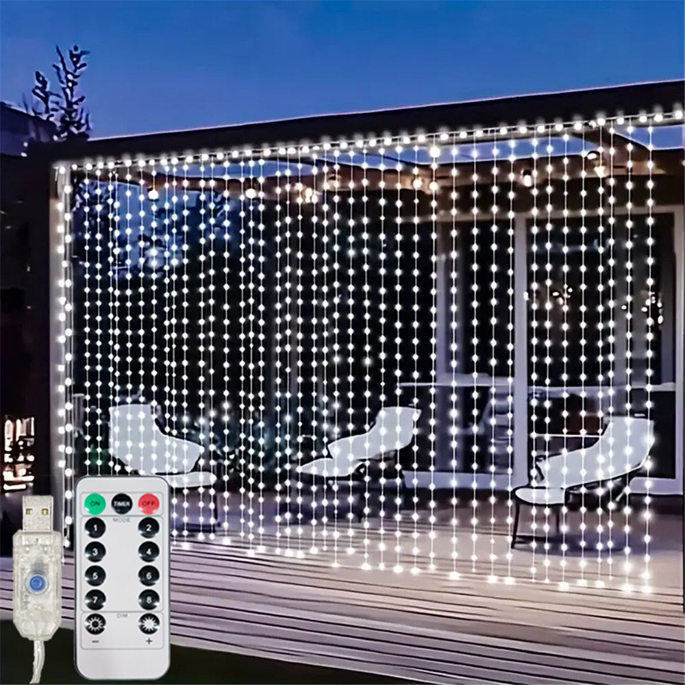 String Curtain Light - 3/6M USB LED Curtain 8Modes Remote