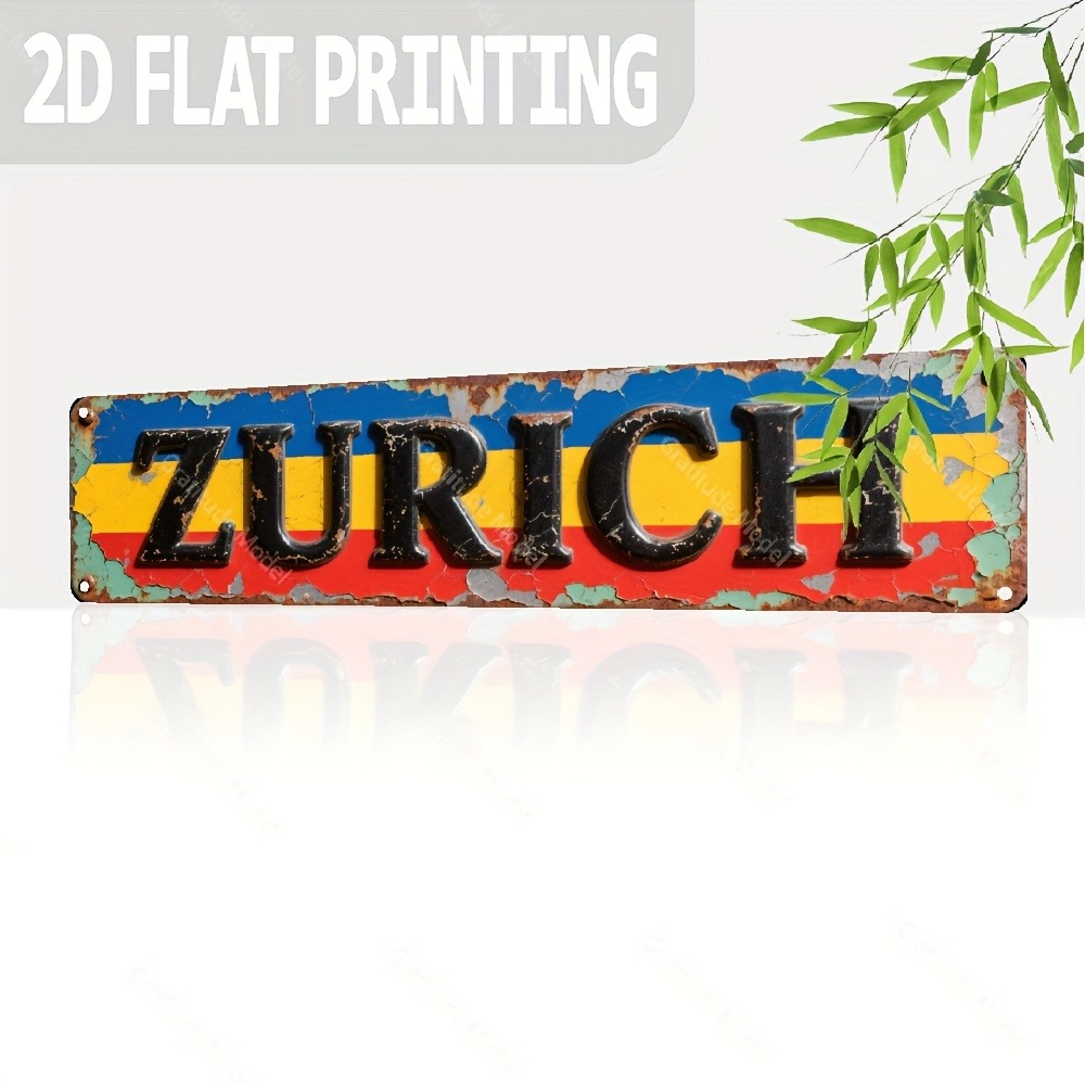Home Decor Zurich - 1pc 2D Flat Zurich Plaque 15.7x3.9Inch