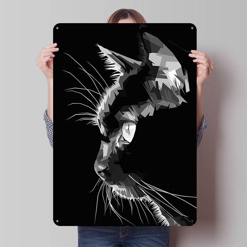 Black Cat Vector Art Printed P - Home Decor Vector recension och pris