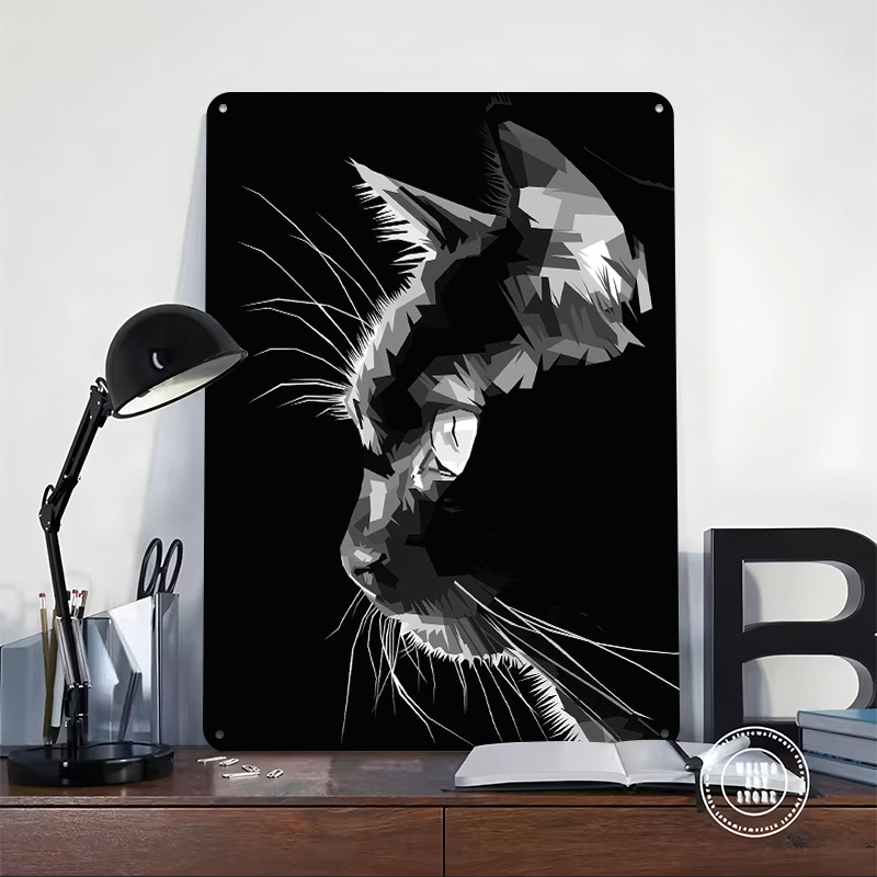 Black Cat Vector Art Printed P - Home Decor Vector recension och pris