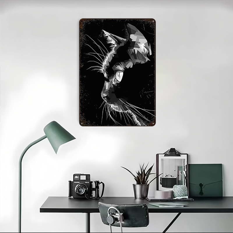 Black Cat Vector Art Printed P - Home Decor Vector recension och pris