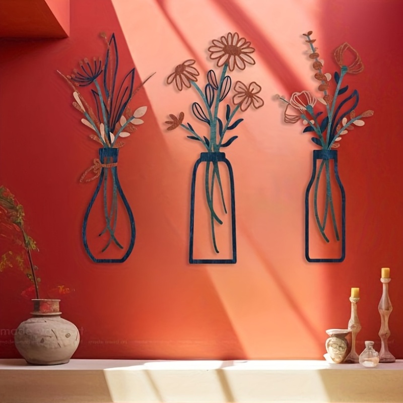 3 Large Floral Wall Art Sculpt - Home Decor Vase With Flowers recension och pris