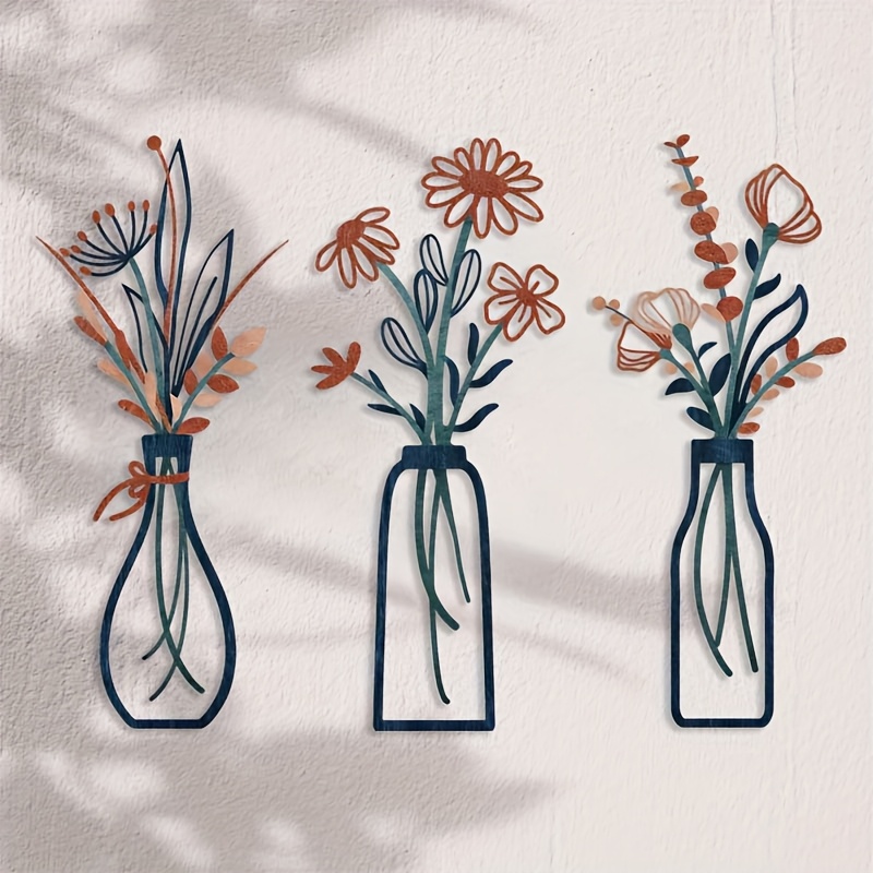 3 Large Floral Wall Art Sculpt - Home Decor Vase With Flowers recension och pris