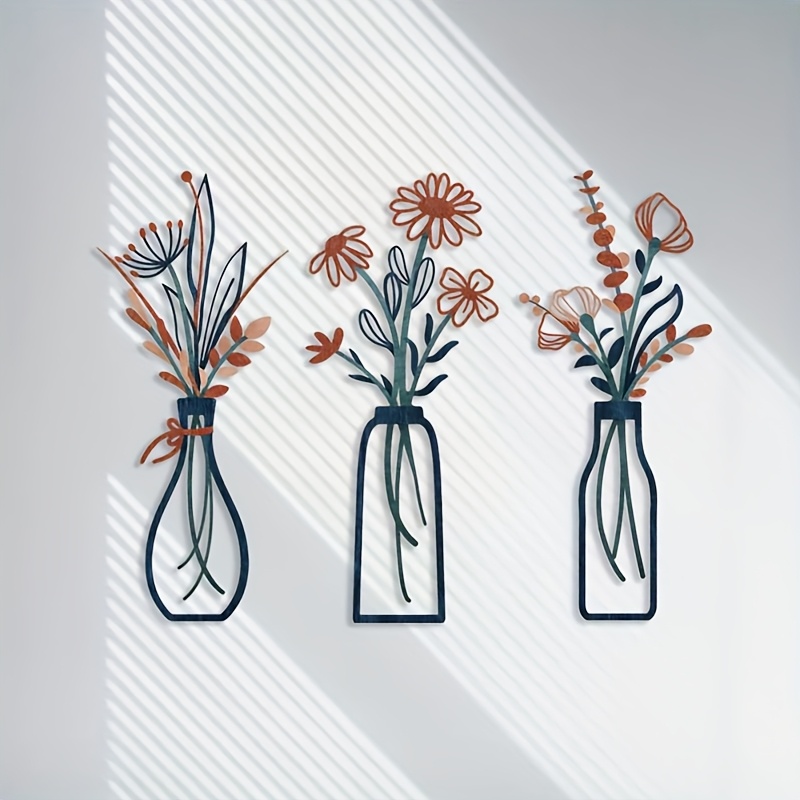 3 Large Floral Wall Art Sculpt - Home Decor Vase With Flowers recension och pris