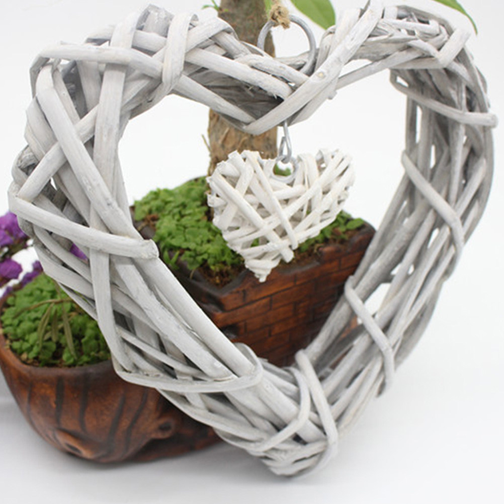 Beige Rustic Wicker Heart Deco - Home Decor Rattan recension och pris