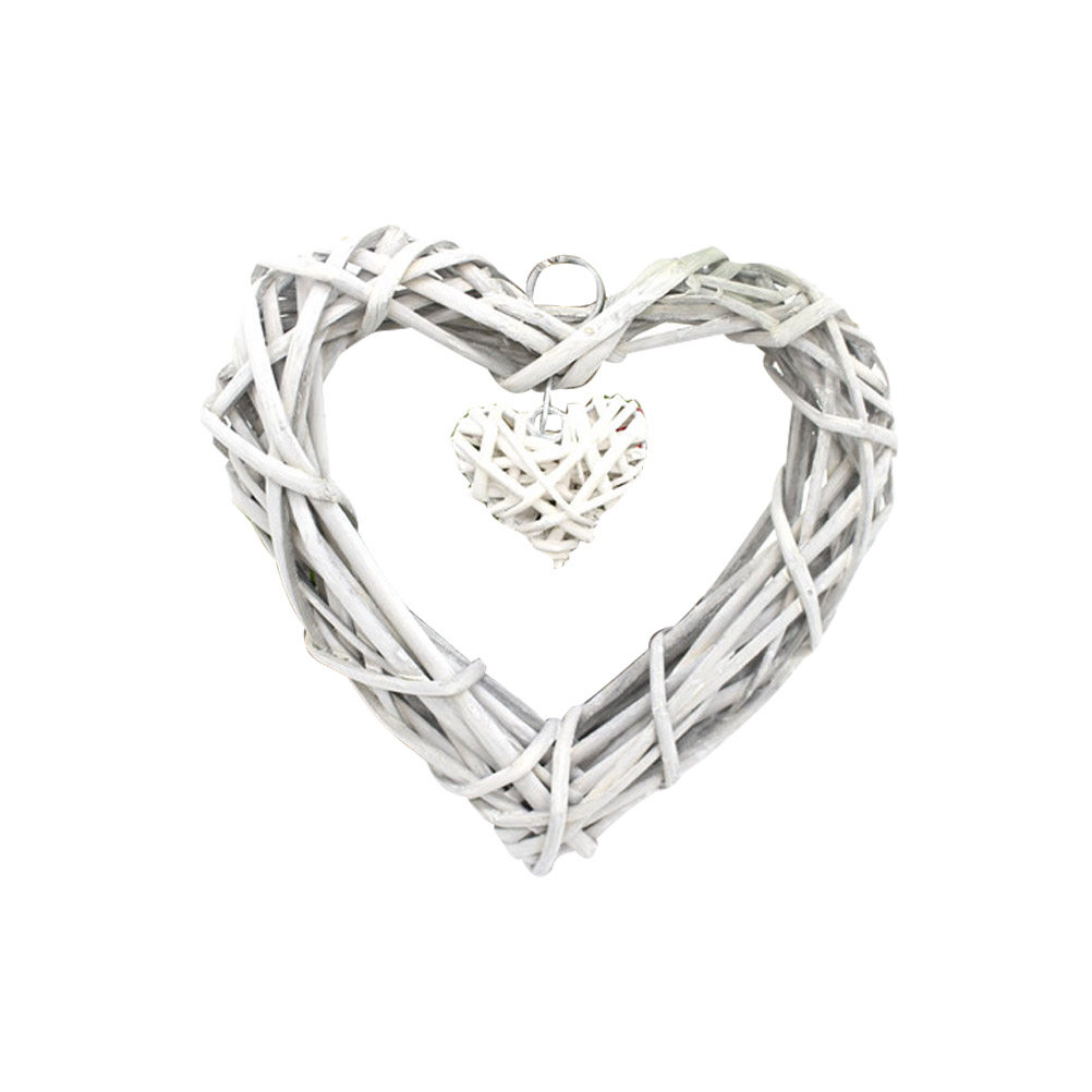 Beige Rustic Wicker Heart Deco - Home Decor Rattan recension och pris