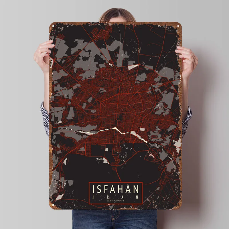 Isfahan City Map Iran Vector P - Home Decor Vector recension och pris