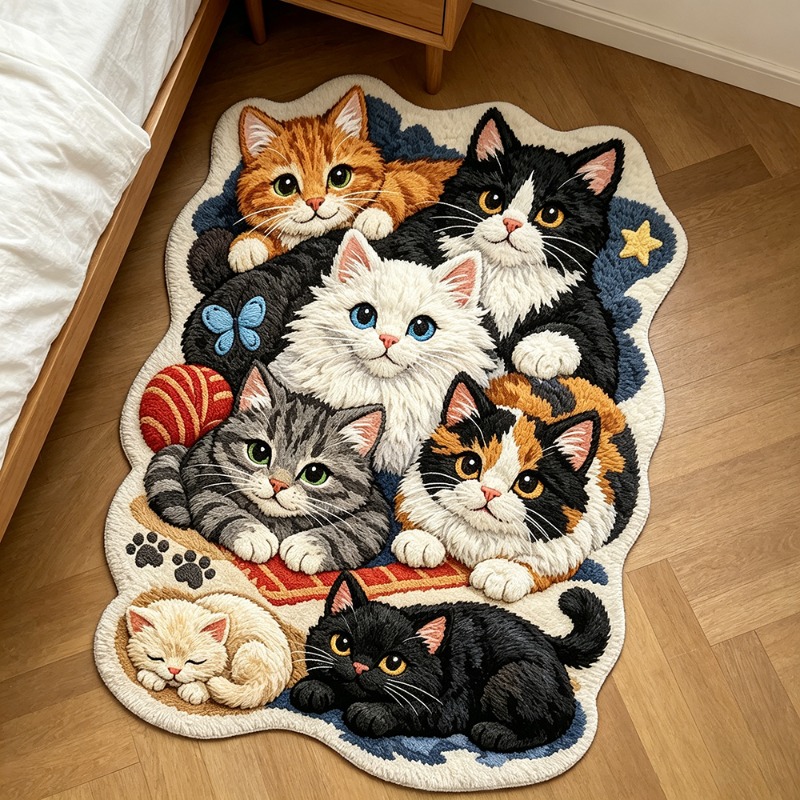 Fun Cute Cats Print Rug Home D - Home Decor Korea recension och pris