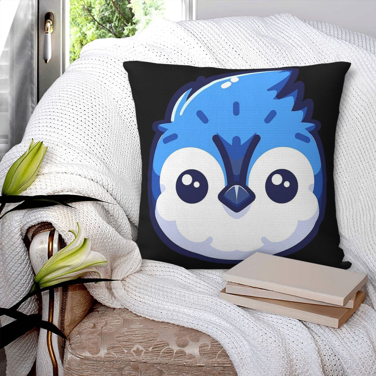 Cute Vectoral Blue Jay Face Sq - Home Decor Vector recension och pris