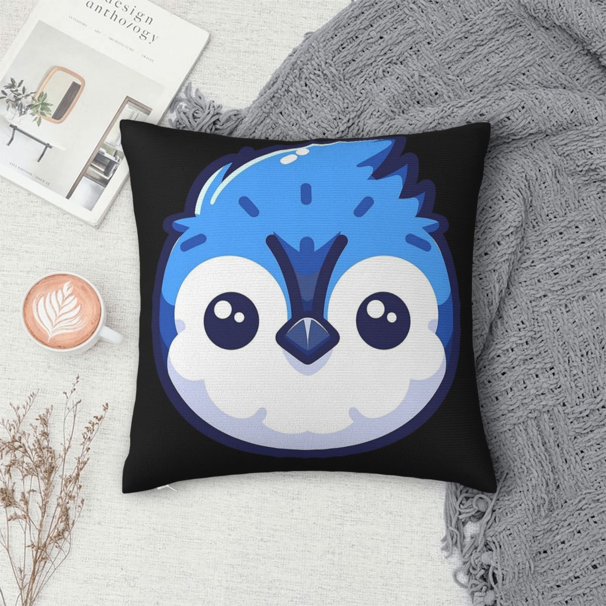 Cute Vectoral Blue Jay Face Sq - Home Decor Vector recension och pris