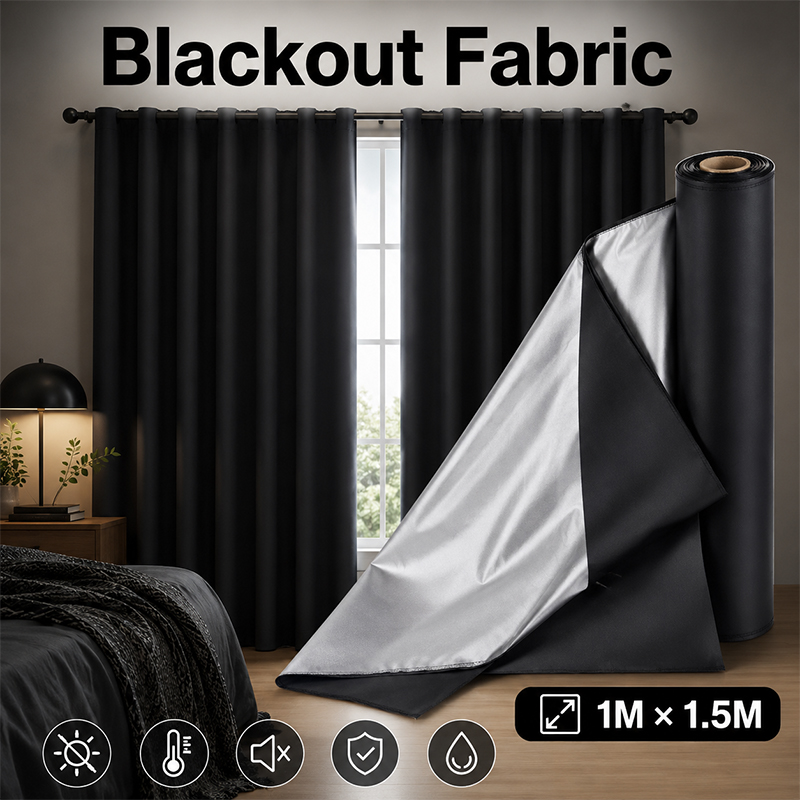 1m Black Silver Coated Blackou - Blackout Curtains recension och pris