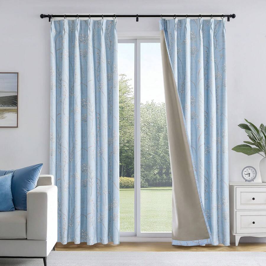 2 Pcs Floral Print Polyester B - Blackout Curtains recension och pris
