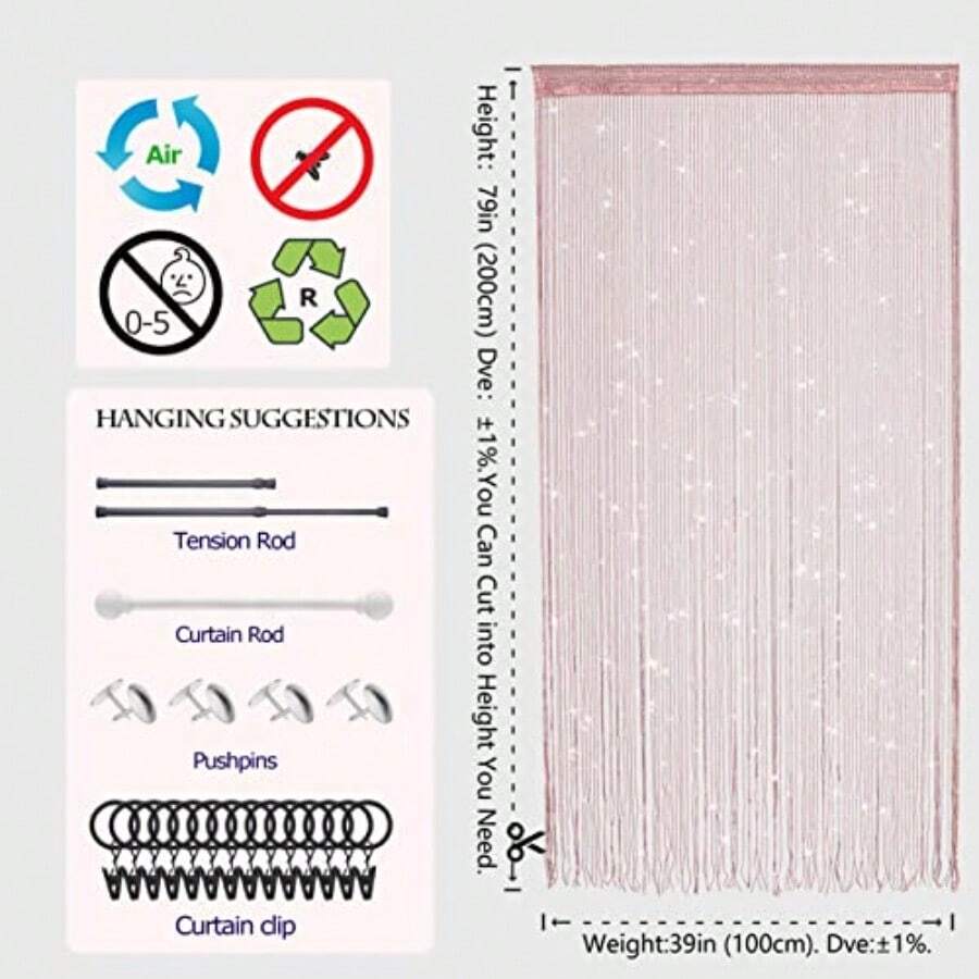 Glitter Beaded String Curtain  - String Curtain Light recension och pris