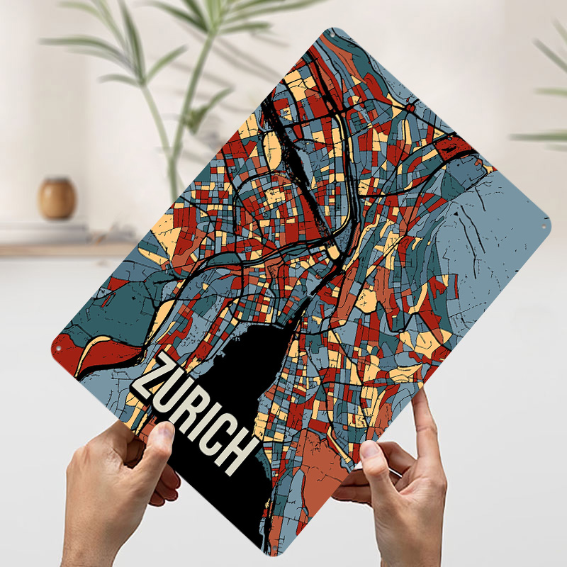 Zurich City Map Travel Tinplat - Home Decor Zurich recension och pris