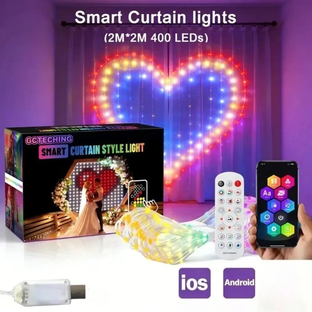 Smart RGB LED Curtain Lights B - String Curtain Light recension och pris
