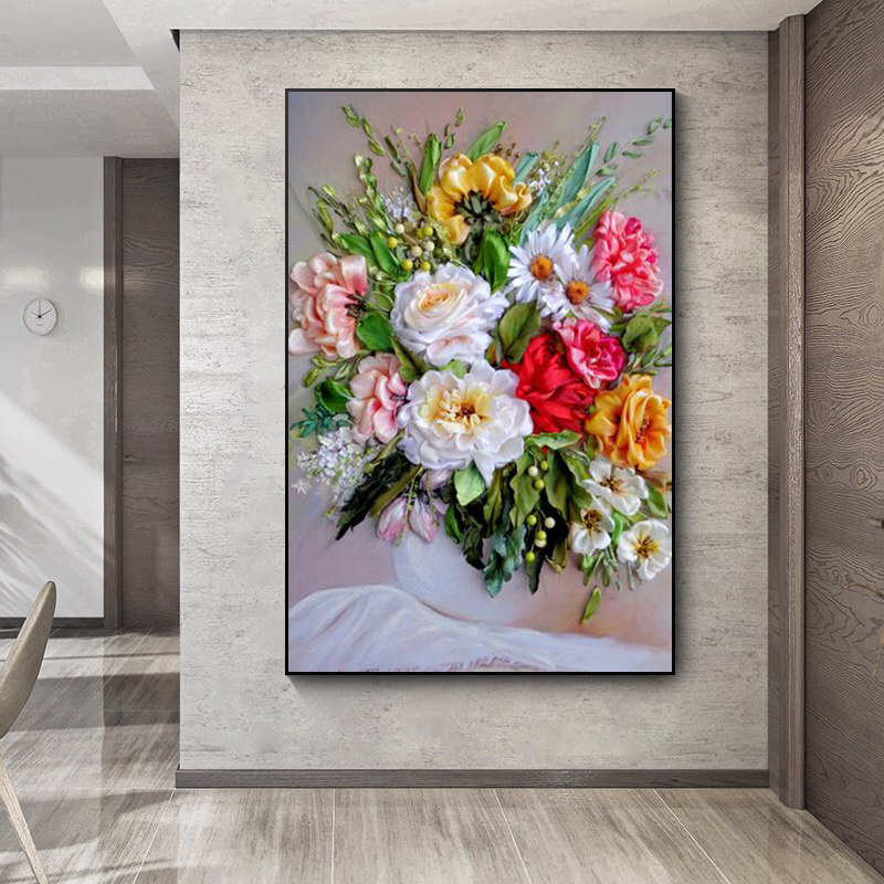 Canvas Painting Flowers Print  - Home Decor Vase With Flowers recension och pris