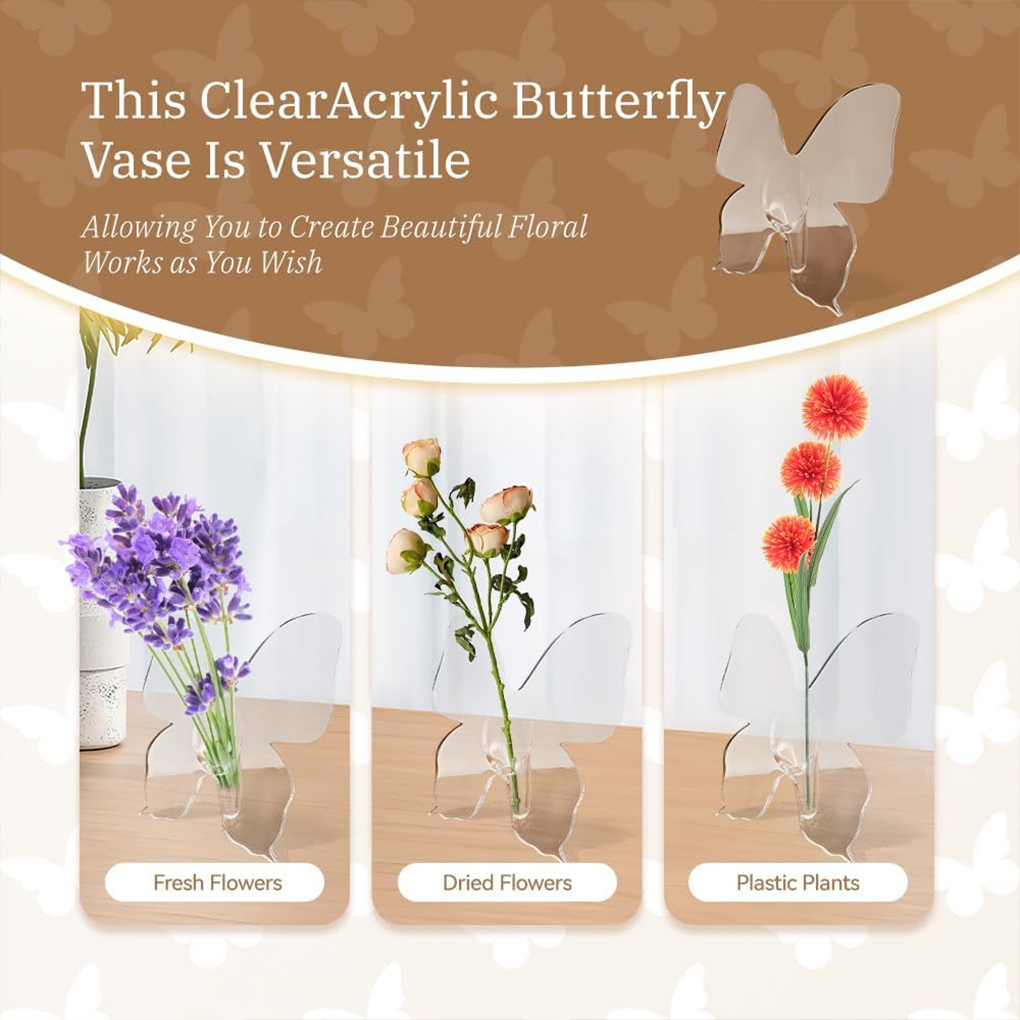 Transparent Butterfly Acrylic  - Home Decor Vase With Flowers recension och pris