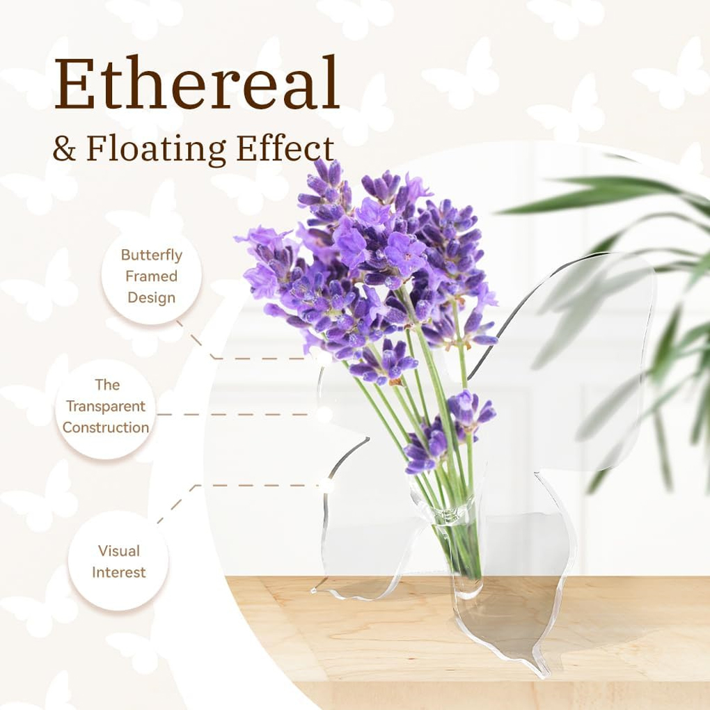 Transparent Butterfly Acrylic  - Home Decor Vase With Flowers recension och pris