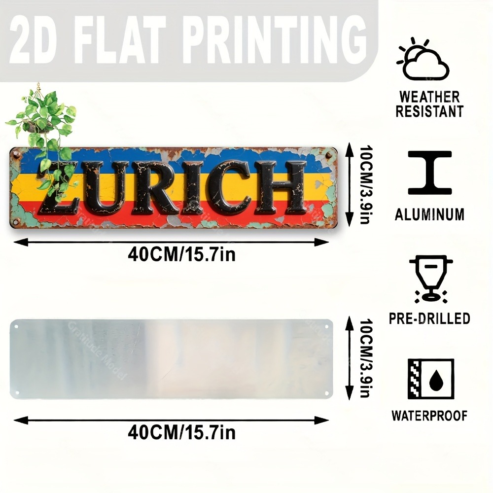 Custom Zurich Sign 2D Flat 1pc - Home Decor Zurich recension och pris